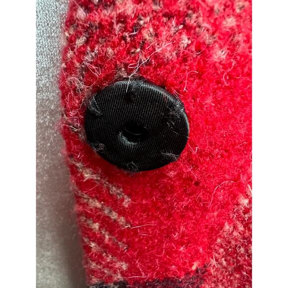 CabinCore Cyrus Red Plaid Wool Blend Cozy Cottage Cardigan Sweater Medium - Picture 5 of 13